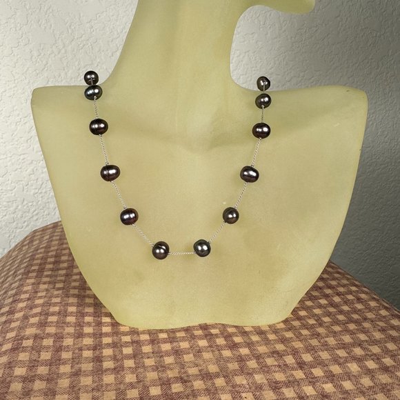 NEW Genuine Pearl Tin Cup Style Necklace with Silver Clasp - Picture 1 of 5